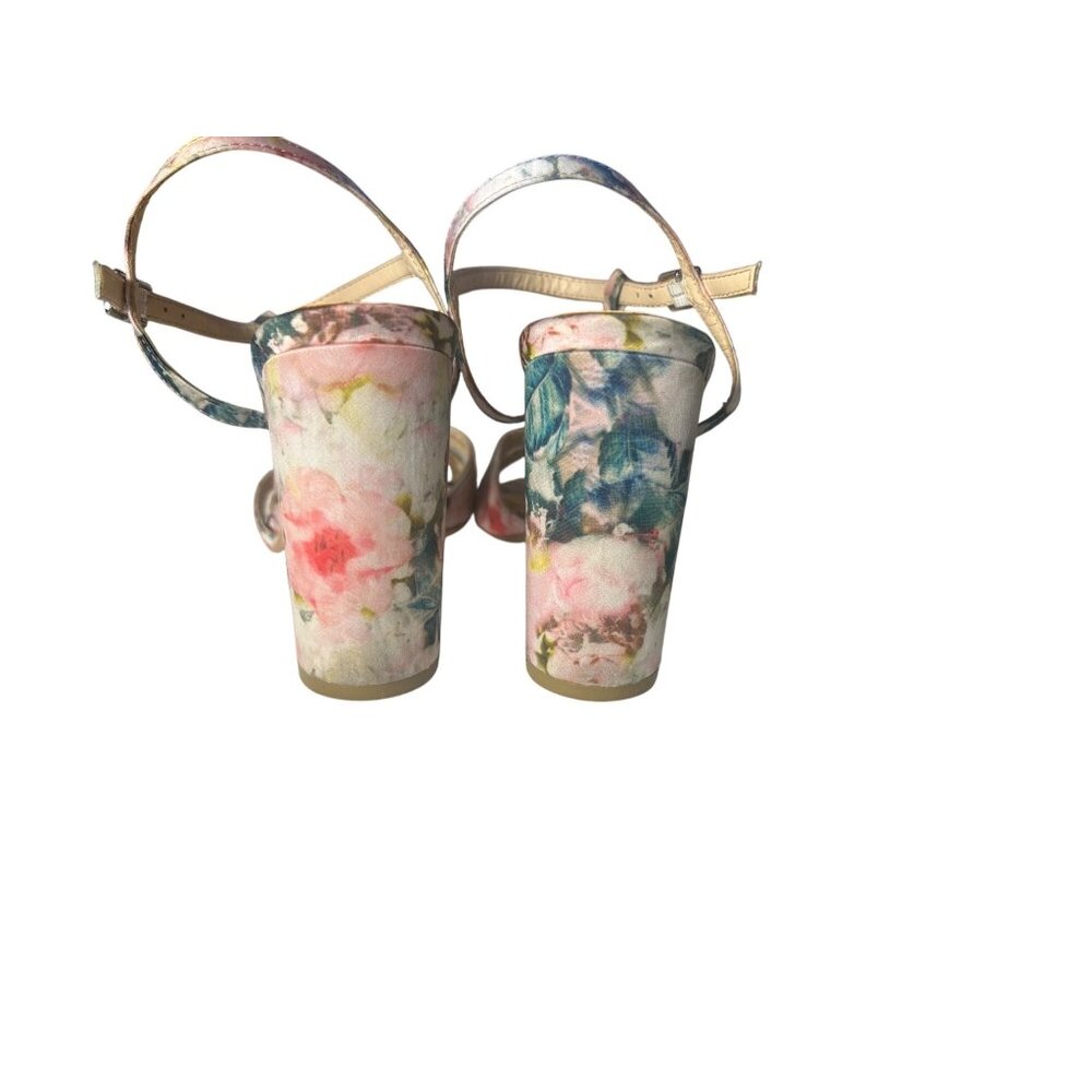 Betsey Johnson Luisa Floral Print Block Heel Strappy Fabric Sandals 7.5B - Picture 3 of 8